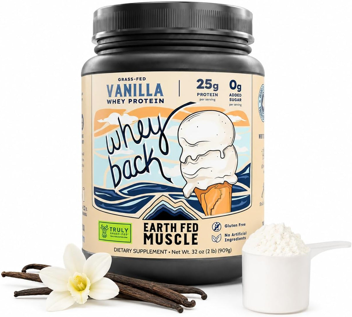 Earth Fed Muscle Whey Back Vanilla Irish Grass Fed Whey Protein Isolate