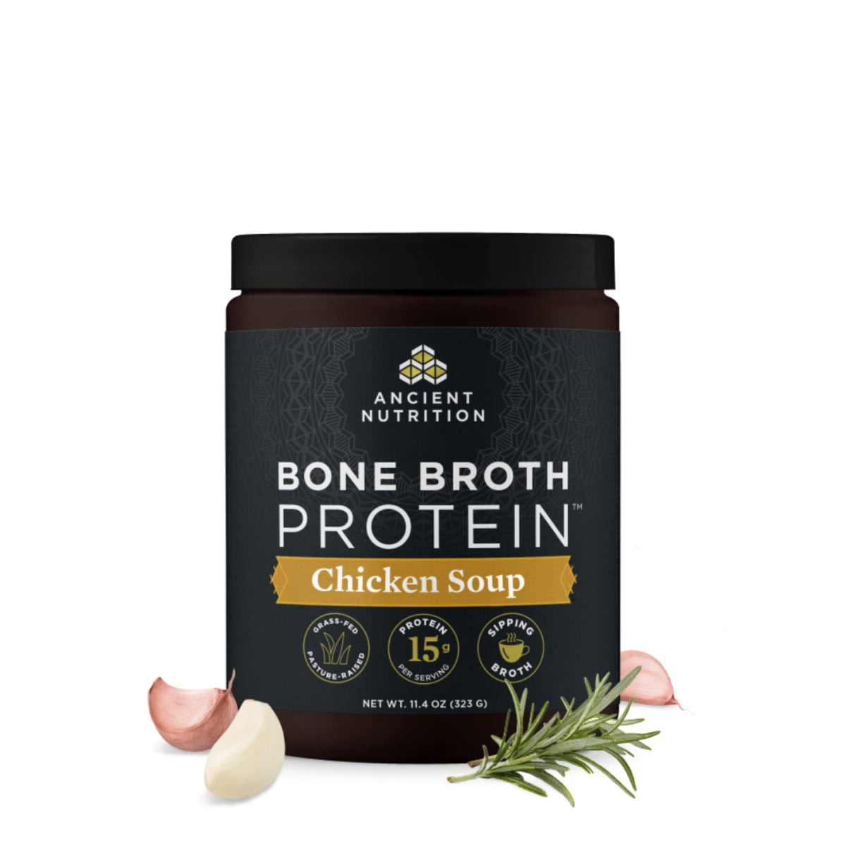 Ancient Nutrition Grass Fed Bone Broth Protein Powder, Vanilla