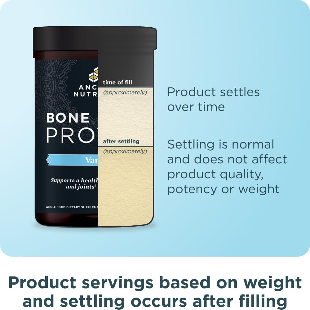 Ancient Nutrition Grass Fed Bone Broth Protein Powder, Vanilla
