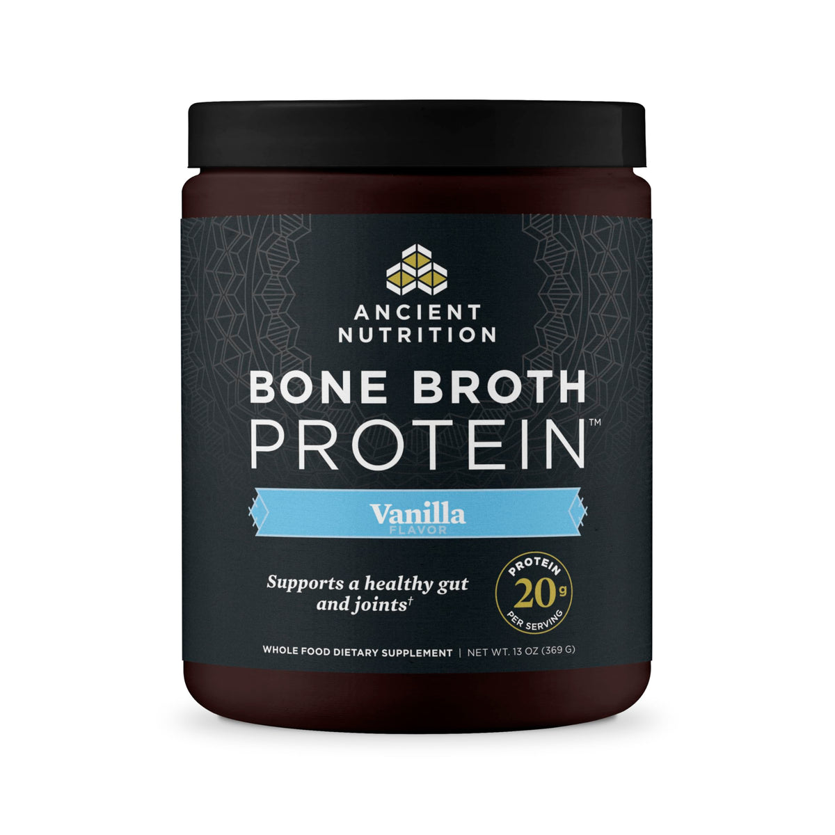 Ancient Nutrition Grass Fed Bone Broth Protein Powder, Vanilla