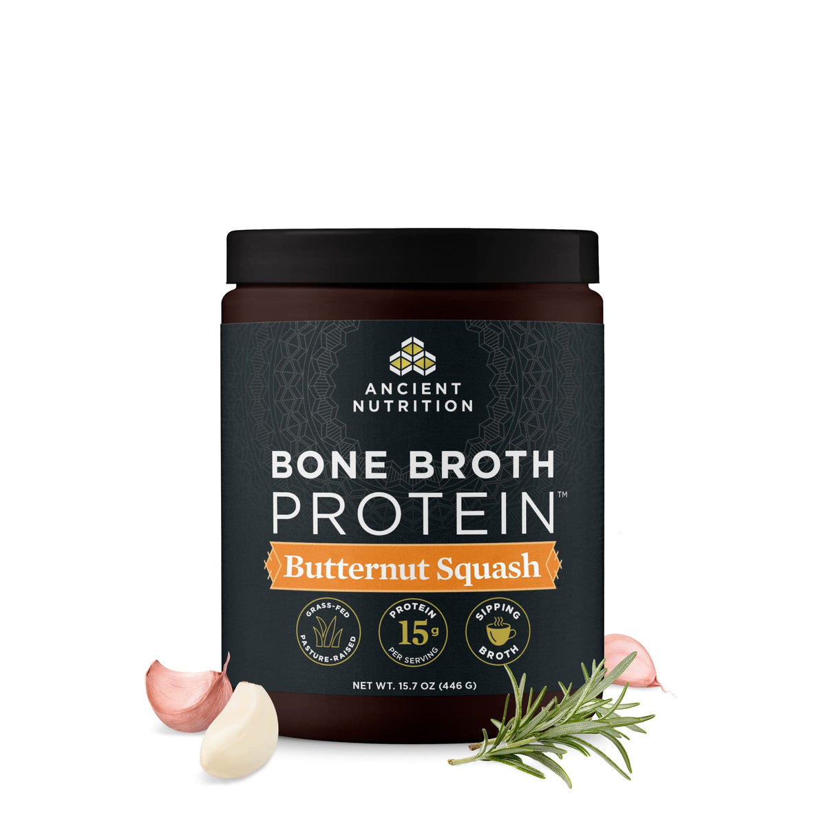 Ancient Nutrition Grass Fed Bone Broth Protein Powder, Vanilla