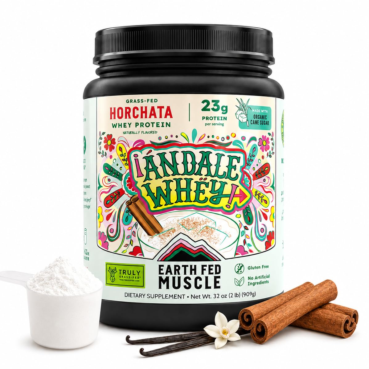 Earth Fed Muscle Whey Back Vanilla Irish Grass Fed Whey Protein Isolate