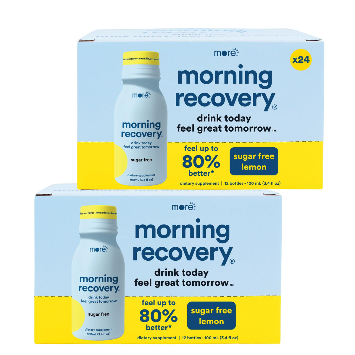 Morning Recovery DHM Electrolyte, Milk Thistle Drink Proprietary Formulation to Hydrate While Drinking, Non GMO, Vegan, Gluten-Free, Sugar-Free Lemon, Pack of 12