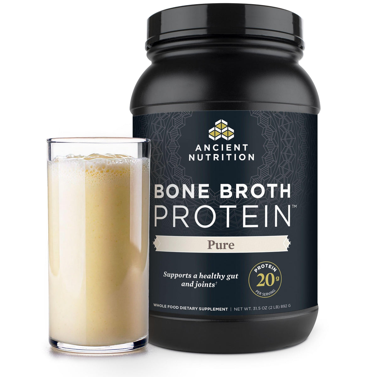 Ancient Nutrition Grass Fed Bone Broth Protein Powder, Vanilla