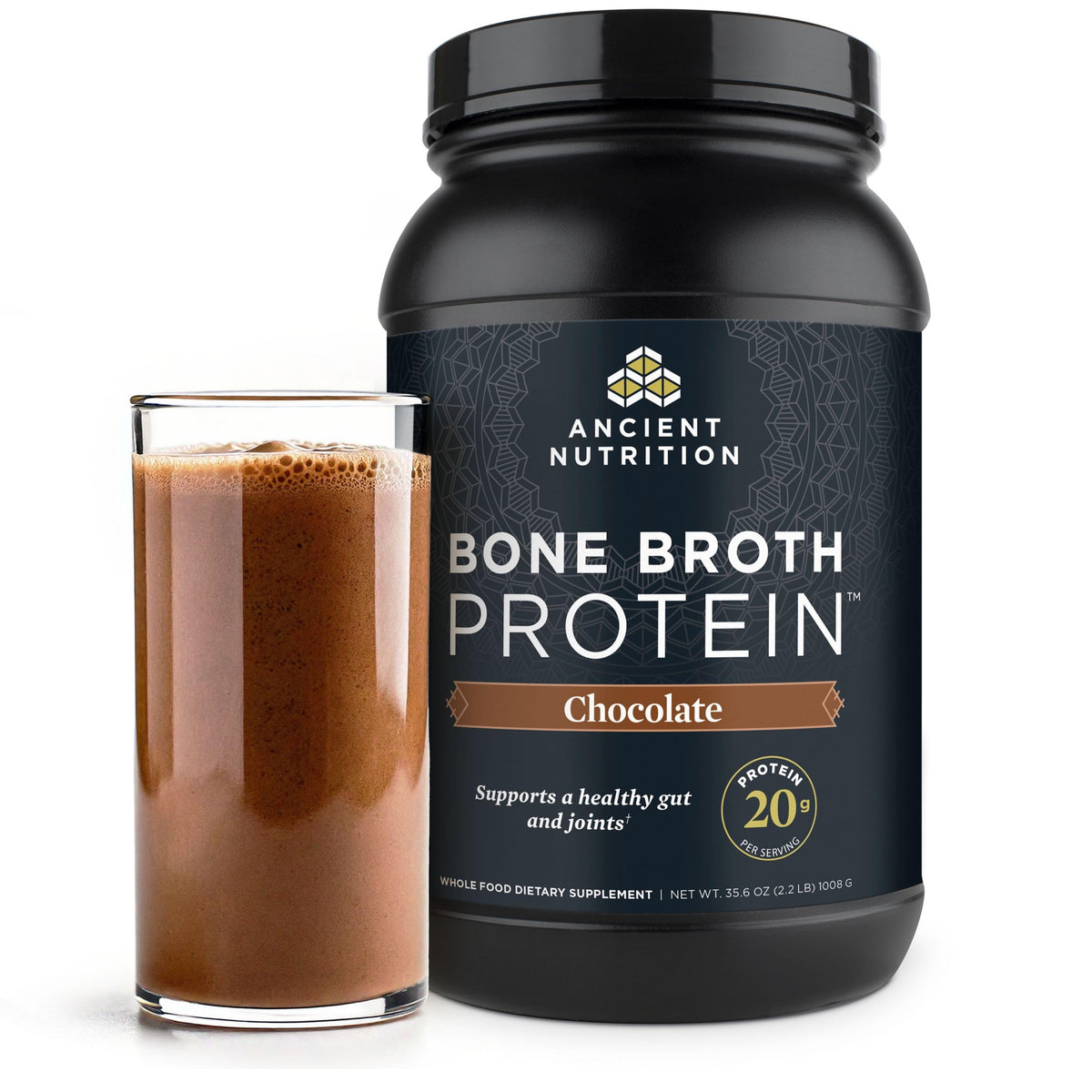 Ancient Nutrition Grass Fed Bone Broth Protein Powder, Vanilla