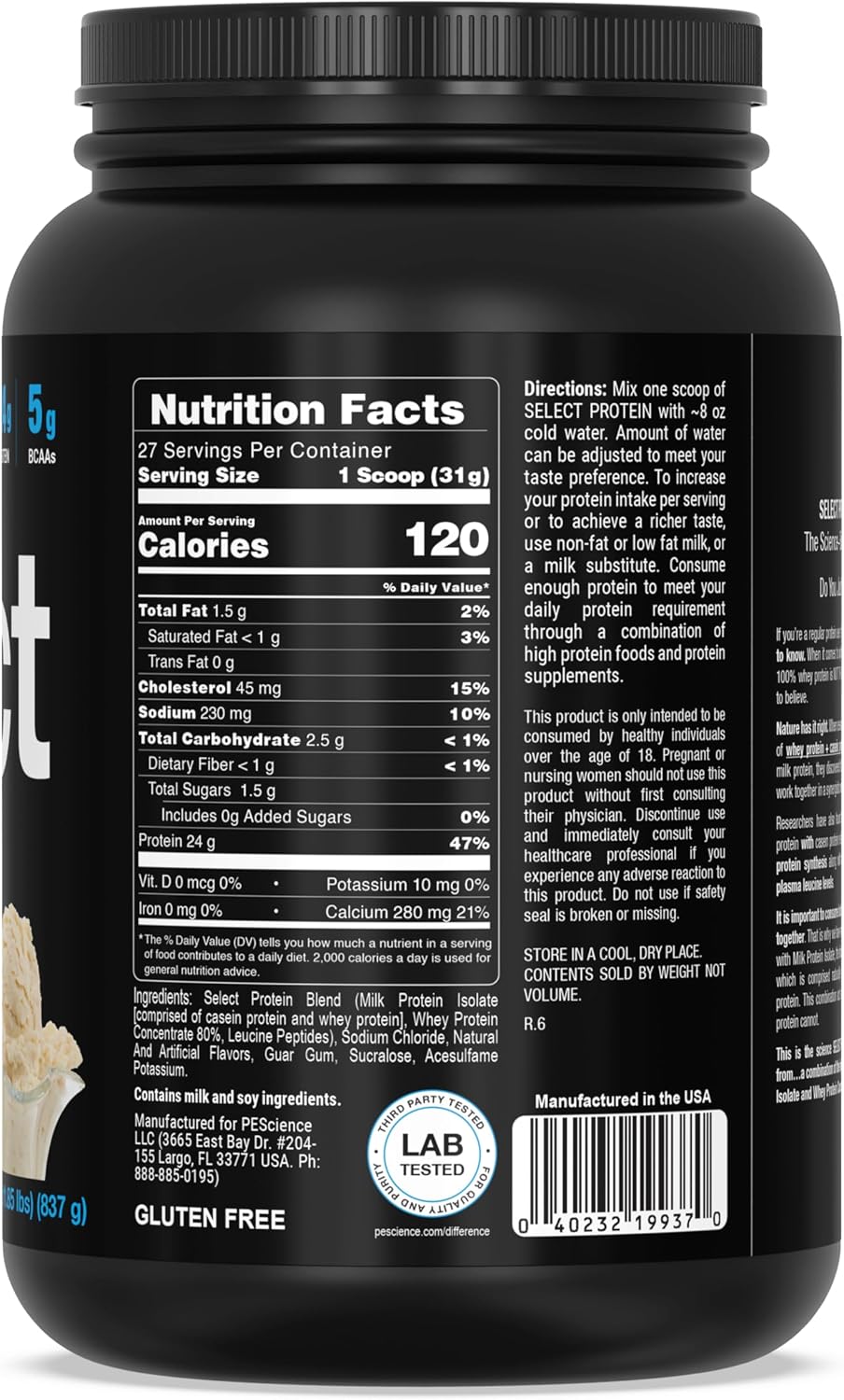 PEScience Select Protein Powder, Gourmet Vanilla, 27 Servings