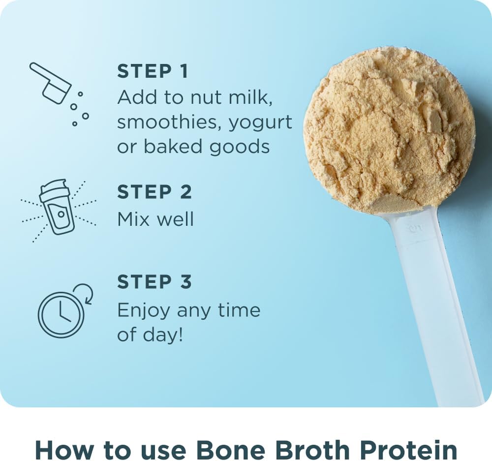 Ancient Nutrition Grass Fed Bone Broth Protein Powder, Vanilla