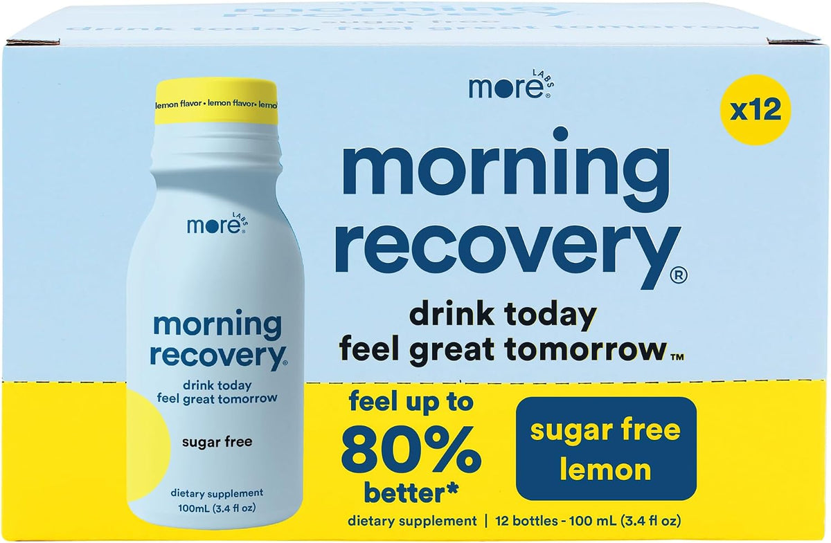 Morning Recovery DHM Electrolyte, Milk Thistle Drink Proprietary Formulation to Hydrate While Drinking, Non GMO, Vegan, Gluten-Free, Sugar-Free Lemon, Pack of 12