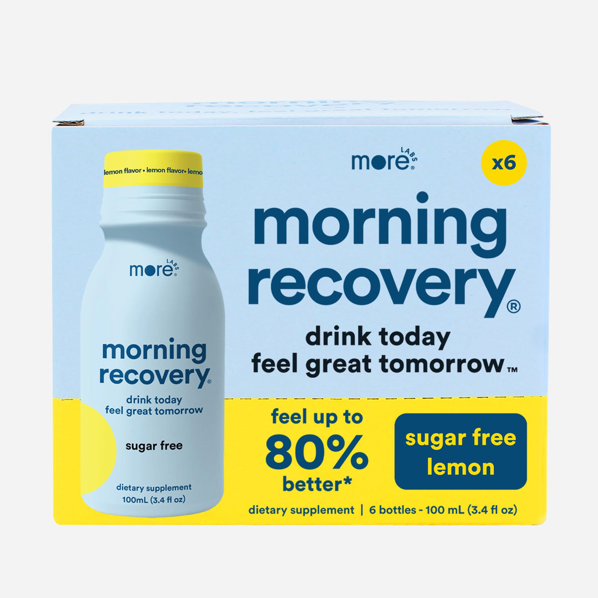Morning Recovery DHM Electrolyte, Milk Thistle Drink Proprietary Formulation to Hydrate While Drinking, Non GMO, Vegan, Gluten-Free, Sugar-Free Lemon, Pack of 12