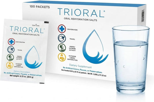 TRIORAL Electrolyte Powder Oral Rehydration Salts, 100 Drink Packets
