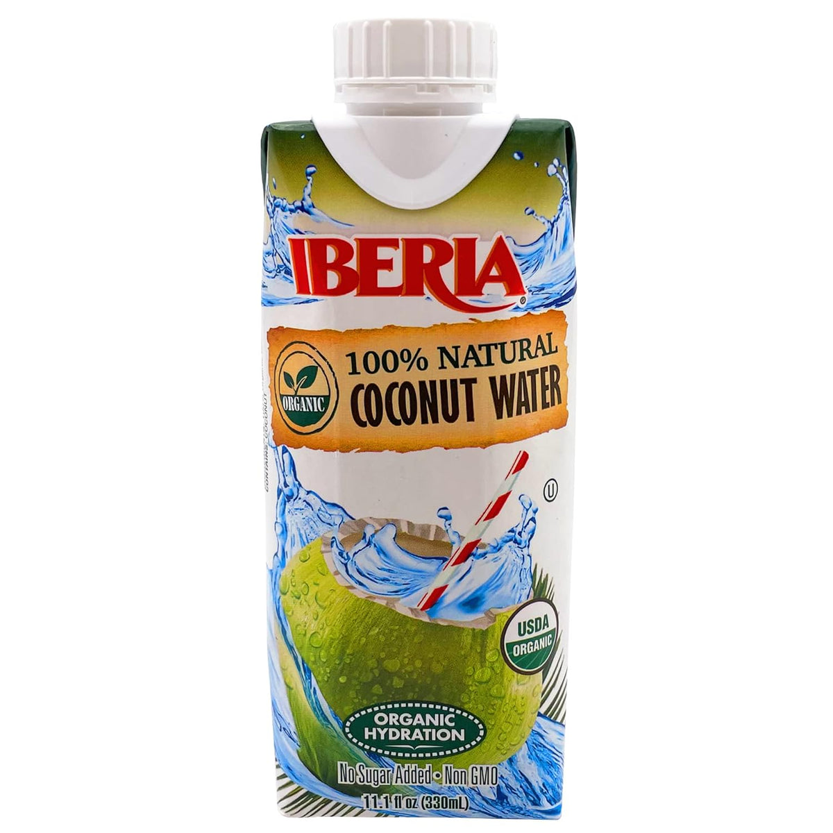 Iberia 100% Pure Organic Coconut Water, 11.1 fl. oz. (Pack of 24)