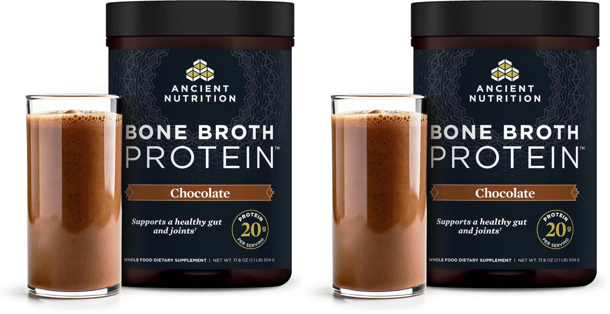 Ancient Nutrition Grass Fed Bone Broth Protein Powder, Vanilla