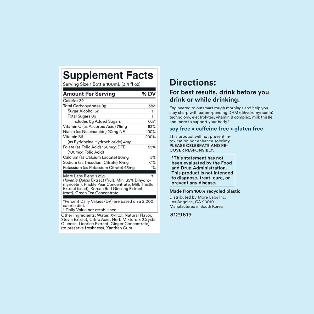 Morning Recovery DHM Electrolyte, Milk Thistle Drink Proprietary Formulation to Hydrate While Drinking, Non GMO, Vegan, Gluten-Free, Sugar-Free Lemon, Pack of 12