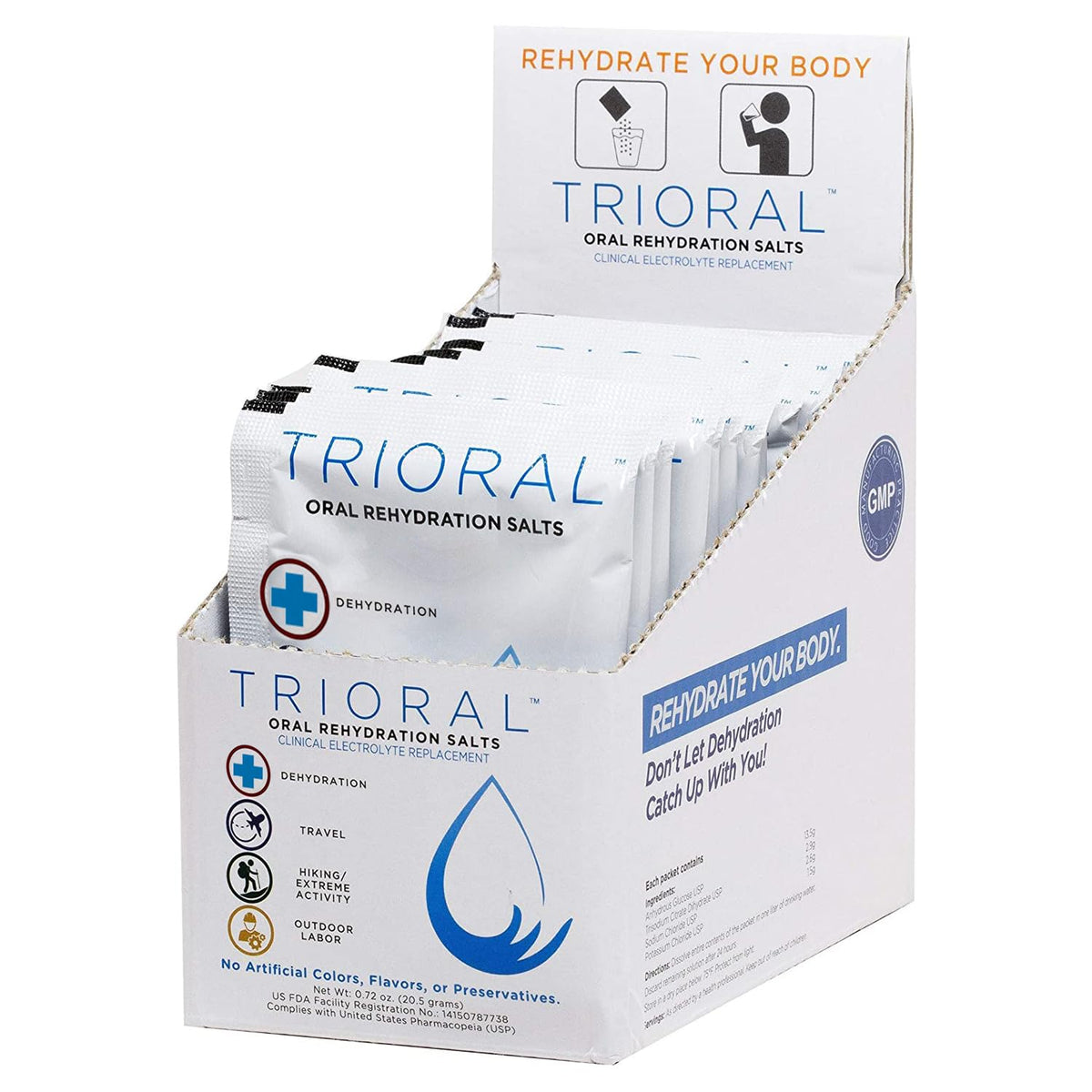 TRIORAL Electrolyte Powder Oral Rehydration Salts, 100 Drink Packets