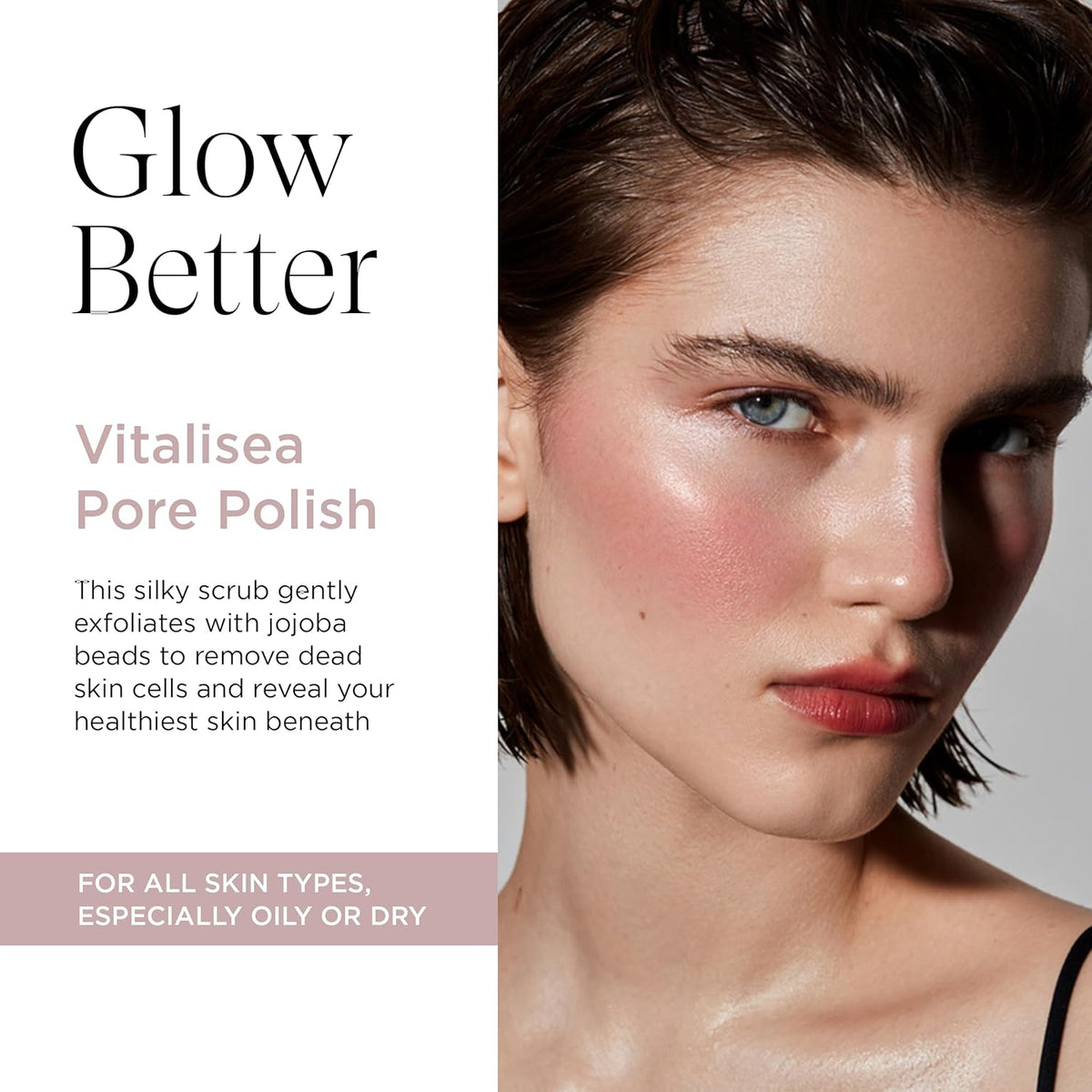 Vitalisea Pore Polish Scrub, Gentle Facial Exfoliation with Jojoba Beads, Vegan, 2.5 Oz