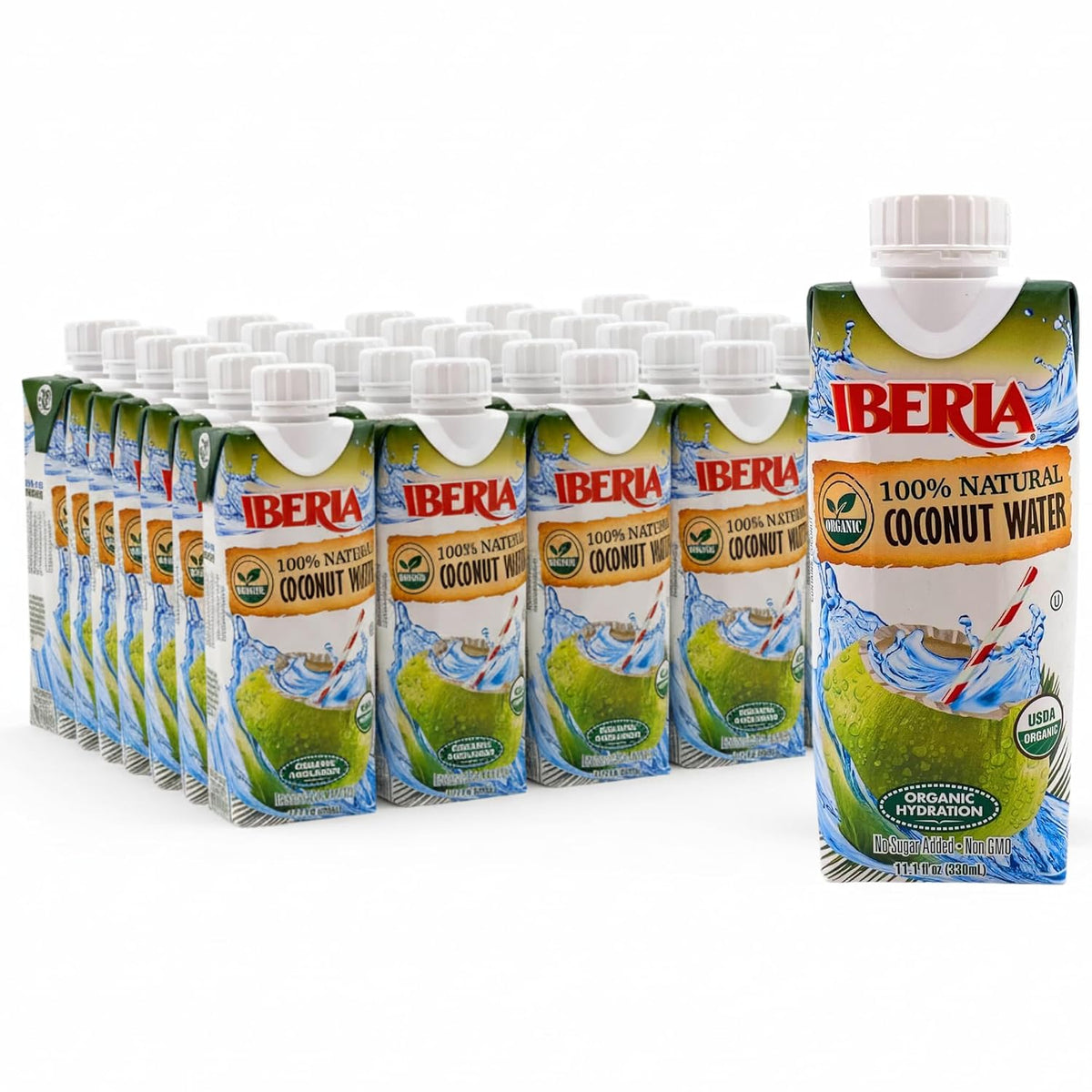 Iberia 100% Pure Organic Coconut Water, 11.1 fl. oz. (Pack of 24)