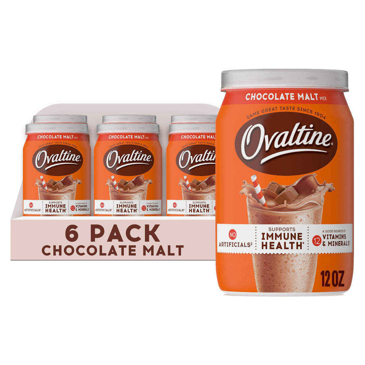 Ovaltine Rich Chocolate, 12-Ounce Tubs (Pack of 6)