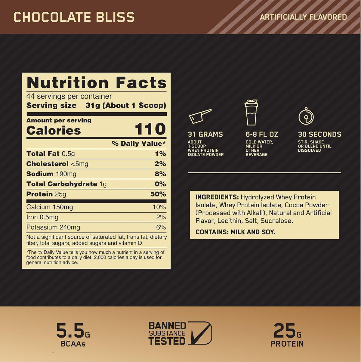 Optimum Nutrition Gold Standard Isolate Protein Powder Chocolate Bliss 3 LB