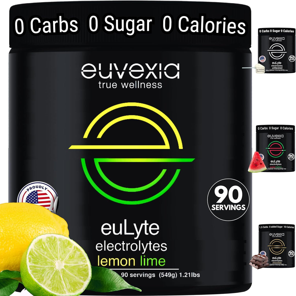 Sugar Free Electrolytes Powder Instant Hydration Drink Mix Lemon Lime