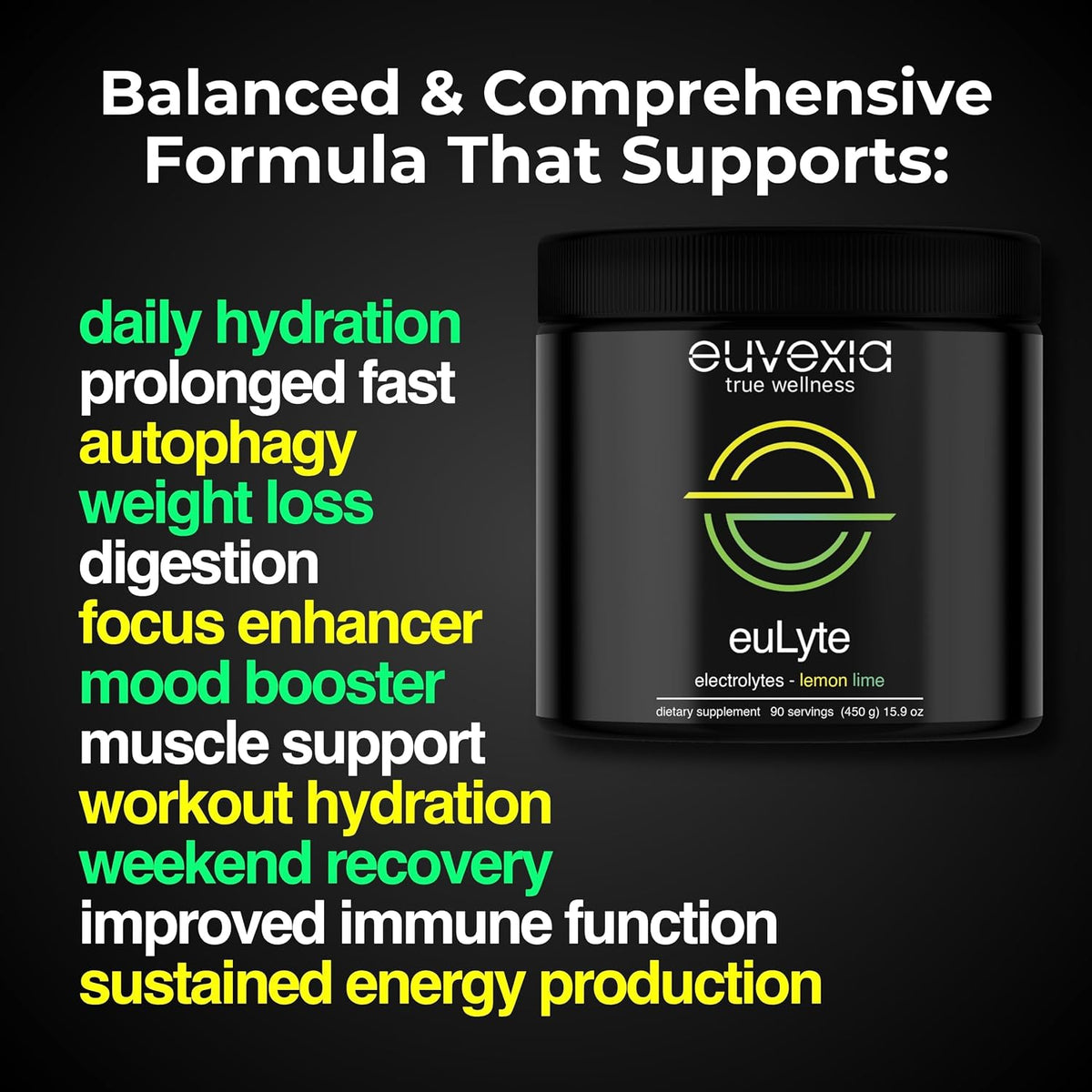Sugar Free Electrolytes Powder Instant Hydration Drink Mix Lemon Lime